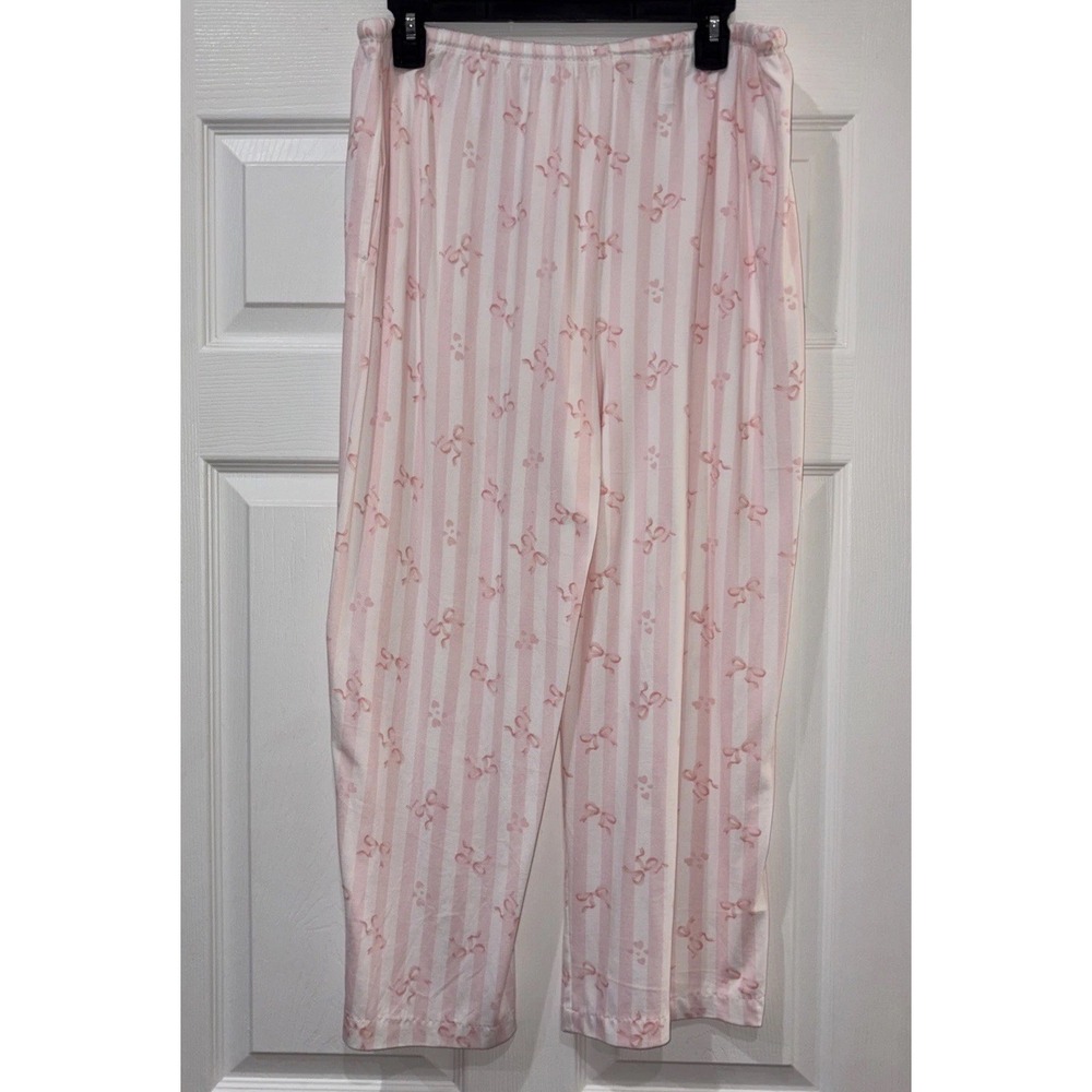 Flora Nikrooz Pajama Set Women XL 14-16 Pink White 2-Piece Top & Pants Sleepwear - Picture 9 of 15